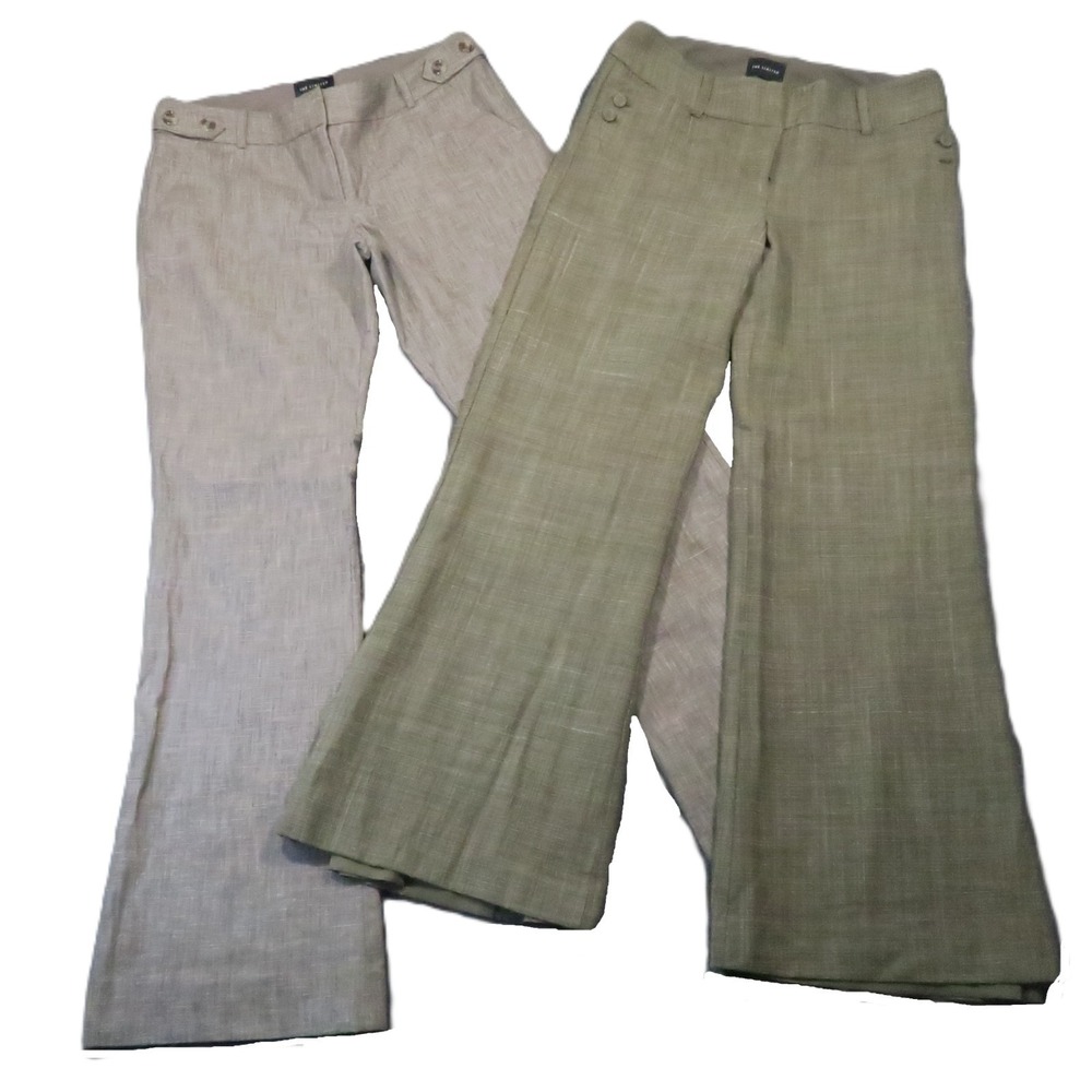 The Limited Drew Cassidy Dress Pants 6 Green Taupe Flare Leg Trouser Work Career
